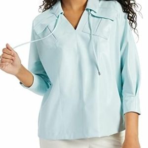 Sold... Alfani  3/4 Sleeve Faux Leather Blouse